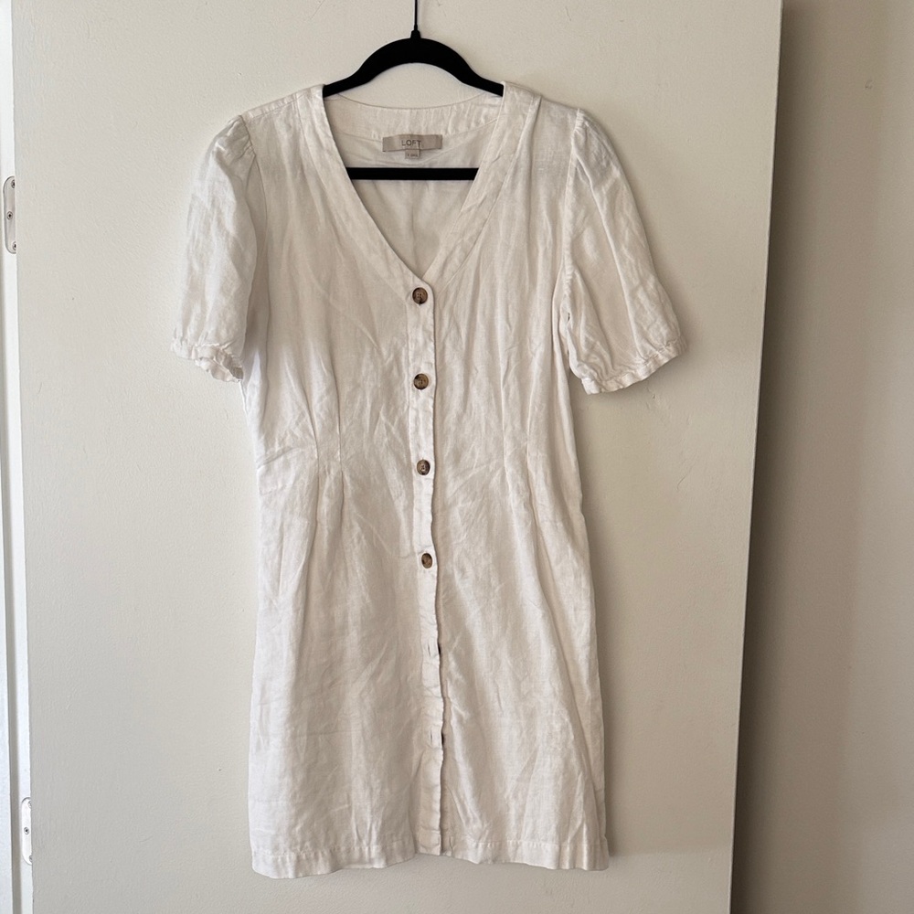 White Button-Down Women's Dress
